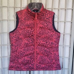 Lands End Coral and Black Floral Women Vest Size S(6/8)